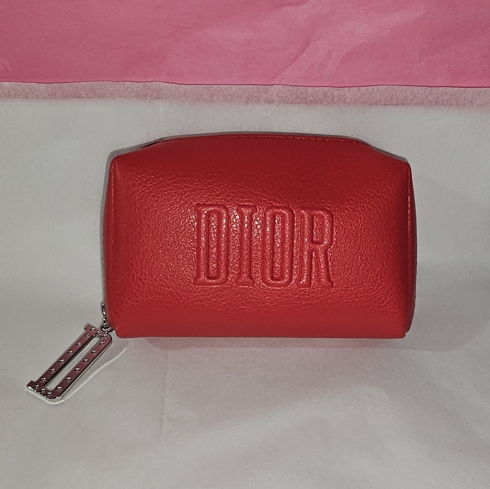 Dior Red Embossed Logo Cosmetic Pouch on a Dior chain if wanted.
